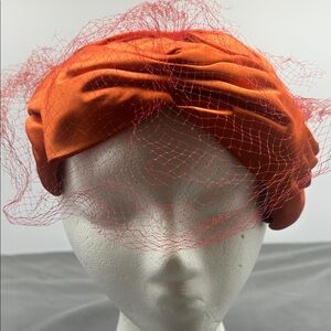 Vintage Burnt‎ Orange Hat with Veil